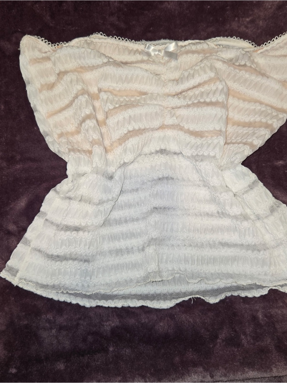 Smocked Strapless Cream Ruffle Camisole